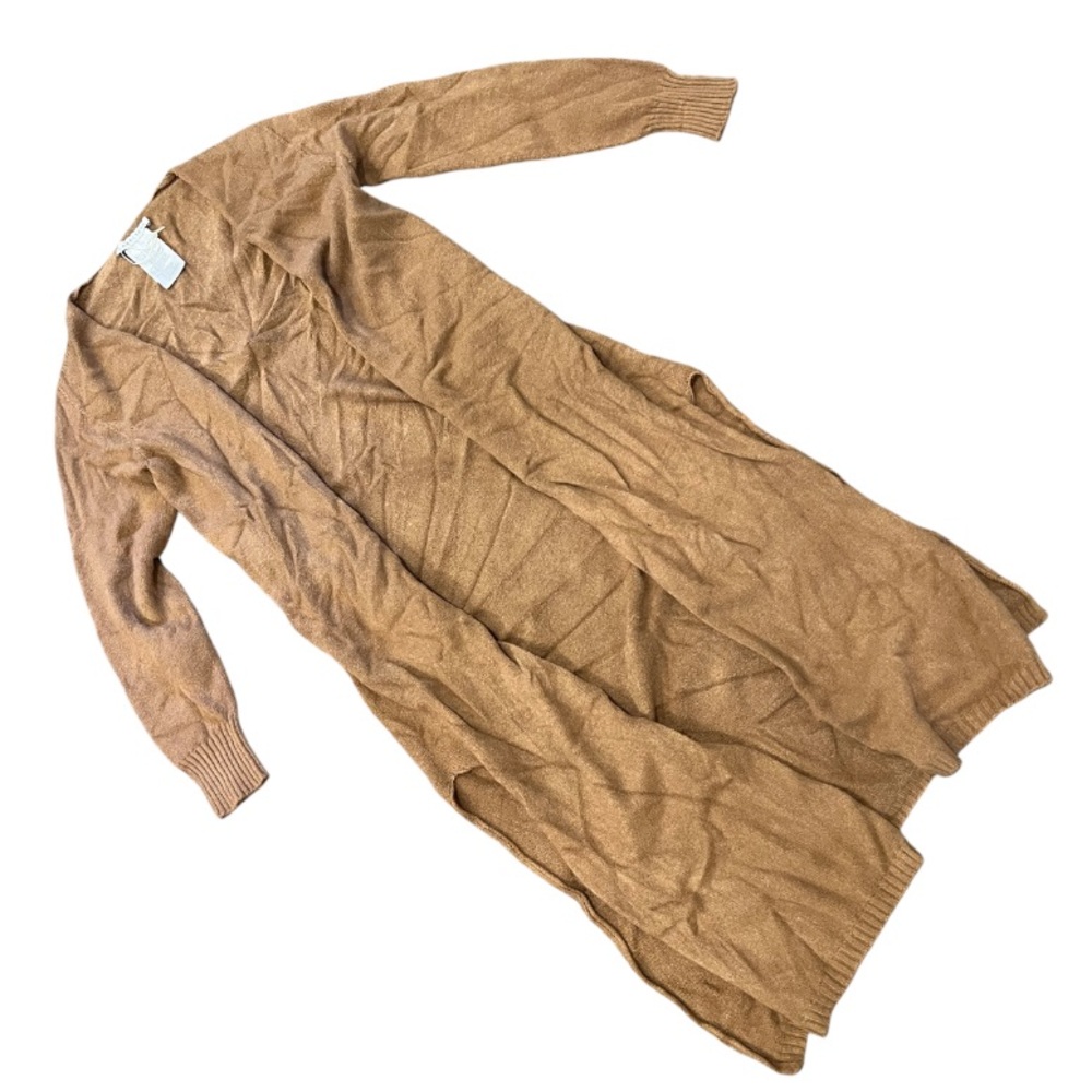 Caractere Camel Coloured Long Cardigan with side slits
